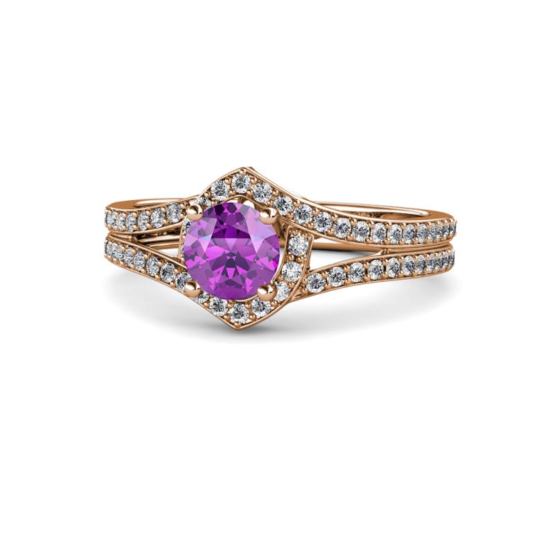 Meryl Signature Amethyst and Diamond Engagement Ring 