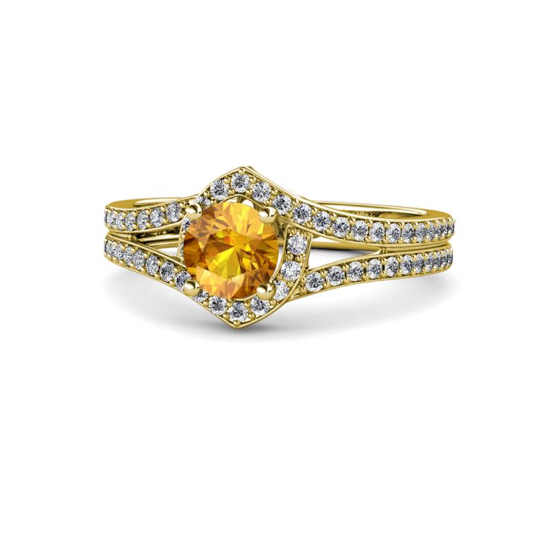 Meryl Signature Citrine and Diamond Engagement Ring 