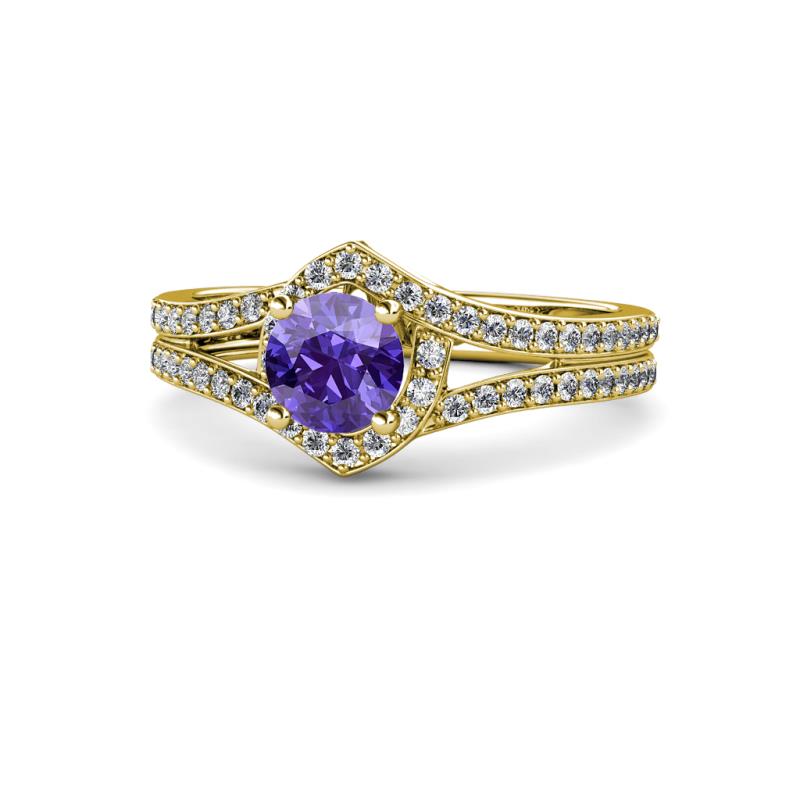 Meryl Signature Iolite and Diamond Engagement Ring 