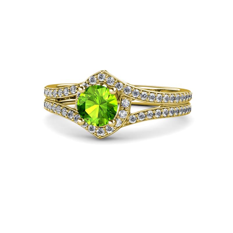 Meryl Signature Peridot and Diamond Engagement Ring 