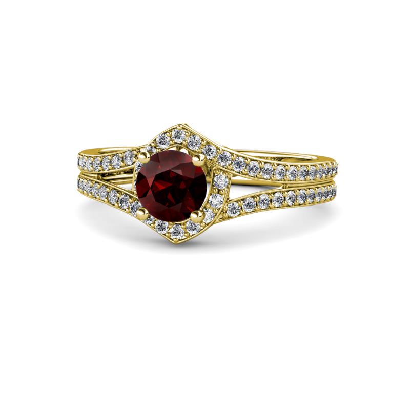 Meryl Signature Red Garnet and Diamond Engagement Ring 