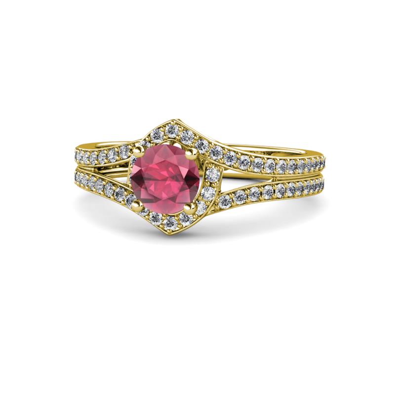 Meryl Signature Rhodolite Garnet and Diamond Engagement Ring 