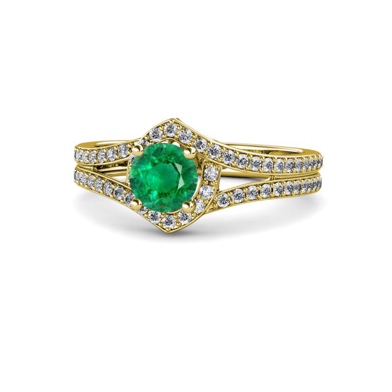 Meryl Signature Emerald and Diamond Engagement Ring 