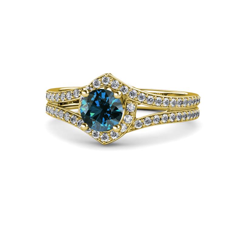 Meryl Signature Blue and White Diamond Engagement Ring 