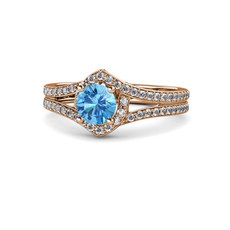 Meryl Signature Blue Topaz and Diamond Engagement Ring 