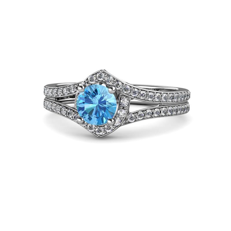Meryl Signature Blue Topaz and Diamond Engagement Ring 