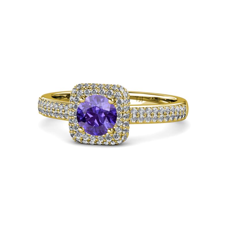 Amias Signature Iolite and Diamond Halo Engagement Ring 