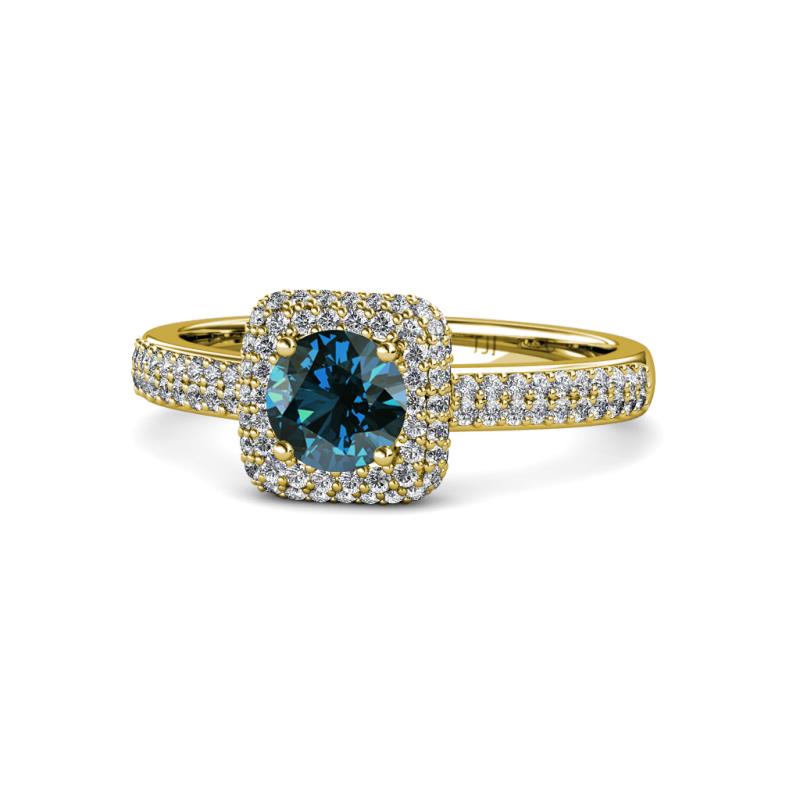 Amias Signature Blue Diamond and Diamond Halo Engagement Ring 