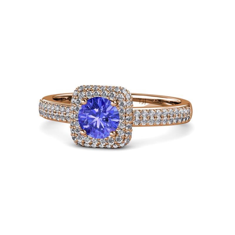 Amias Signature Tanzanite and Diamond Halo Engagement Ring 