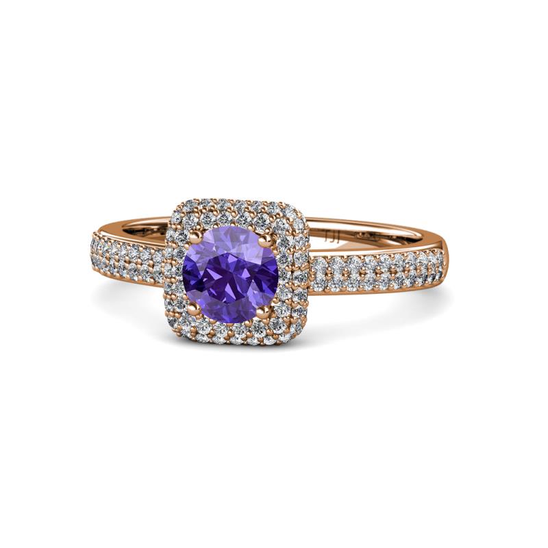 Amias Signature Iolite and Diamond Halo Engagement Ring 