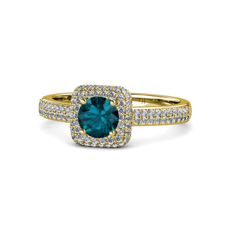 Amias Signature London Blue Topaz and Diamond Halo Engagement Ring 