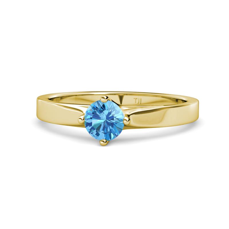 Neve Signature Blue Topaz 4 Prong Solitaire Engagement Ring 