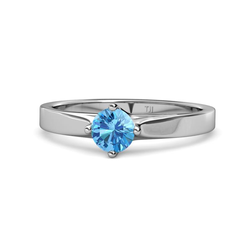 Neve Signature Blue Topaz 4 Prong Solitaire Engagement Ring 