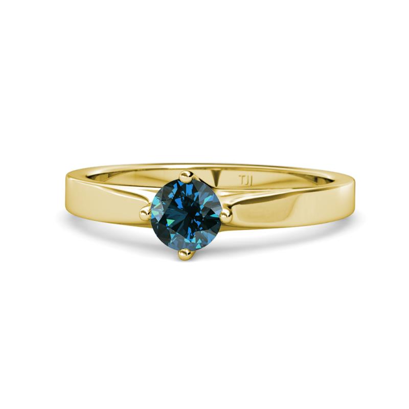 Neve Signature Blue Diamond 4 Prong Solitaire Engagement Ring 
