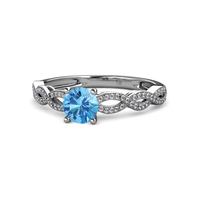 Anwil Signature Blue Topaz and Diamond Engagement Ring 