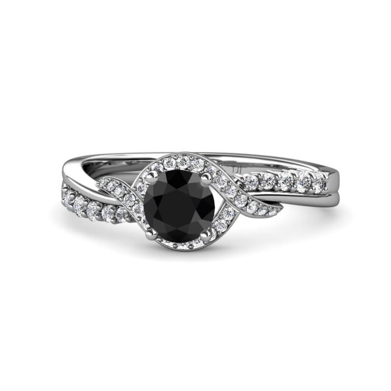 Nebia Signature Black and White Diamond Bypass Womens Engagement Ring 