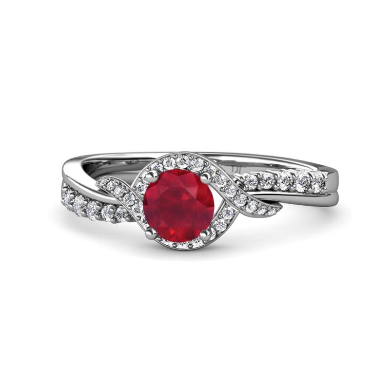 Nebia Signature Ruby and Diamond Bypass Womens Engagement Ring 