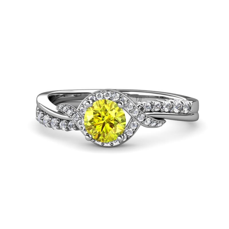 Nebia Signature Yellow and White Diamond Bypass Womens Engagement Ring 