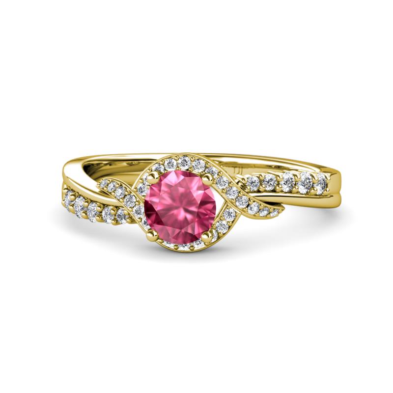 Nebia Signature Pink Tourmaline and Diamond Bypass Womens Engagement Ring 
