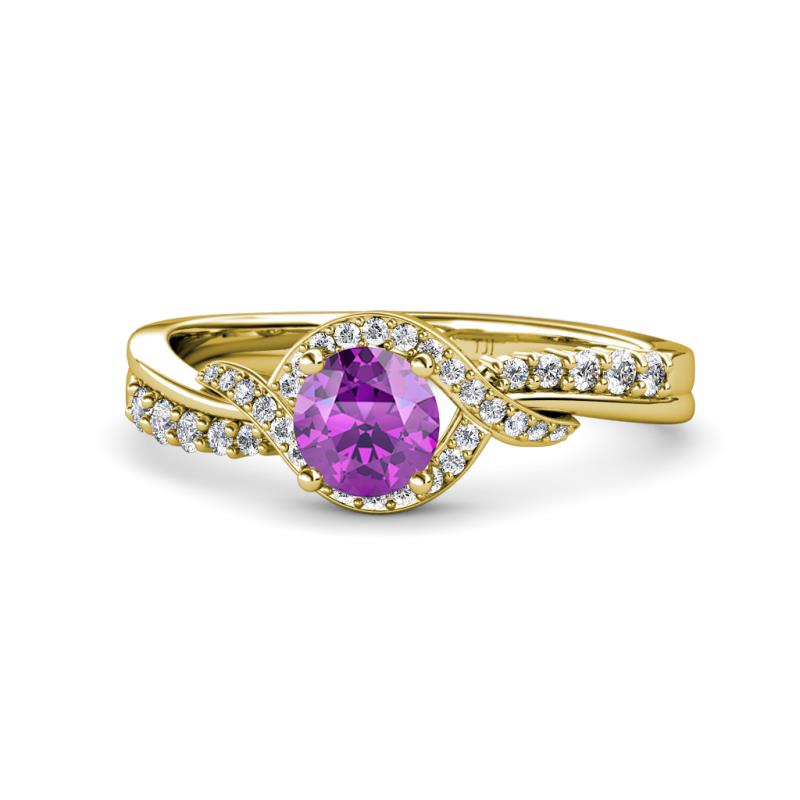 Nebia Signature Amethyst and Diamond Bypass Womens Engagement Ring 