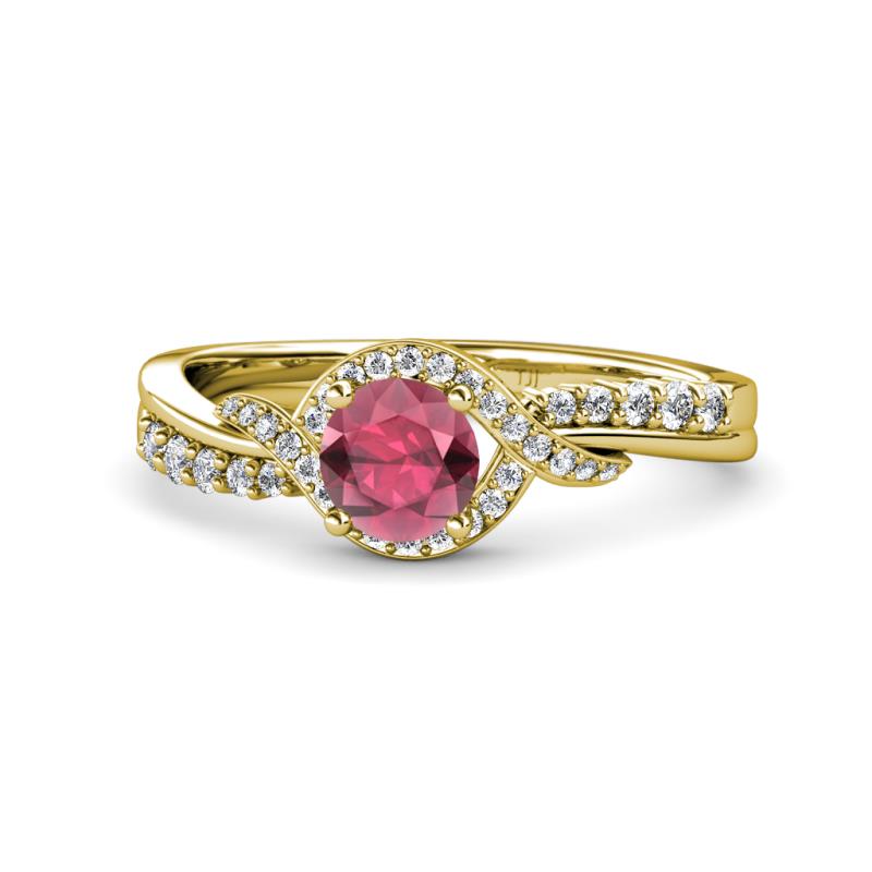 Nebia Signature Rhodolite Garnet and Diamond Bypass Womens Engagement Ring 