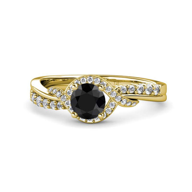 Nebia Signature Black and White Diamond Bypass Womens Engagement Ring 