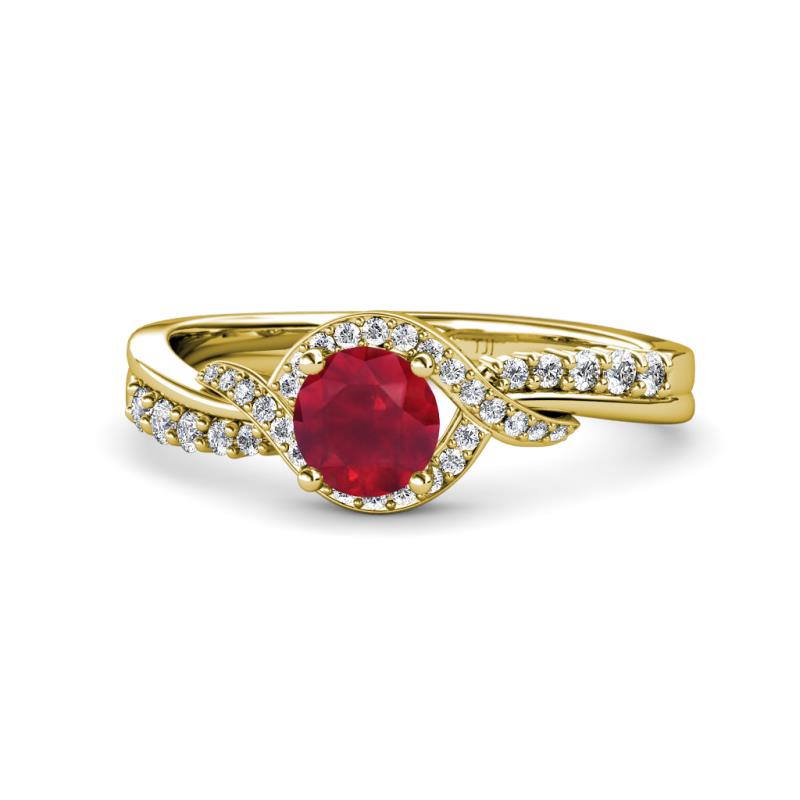 Nebia Signature Ruby and Diamond Bypass Womens Engagement Ring 
