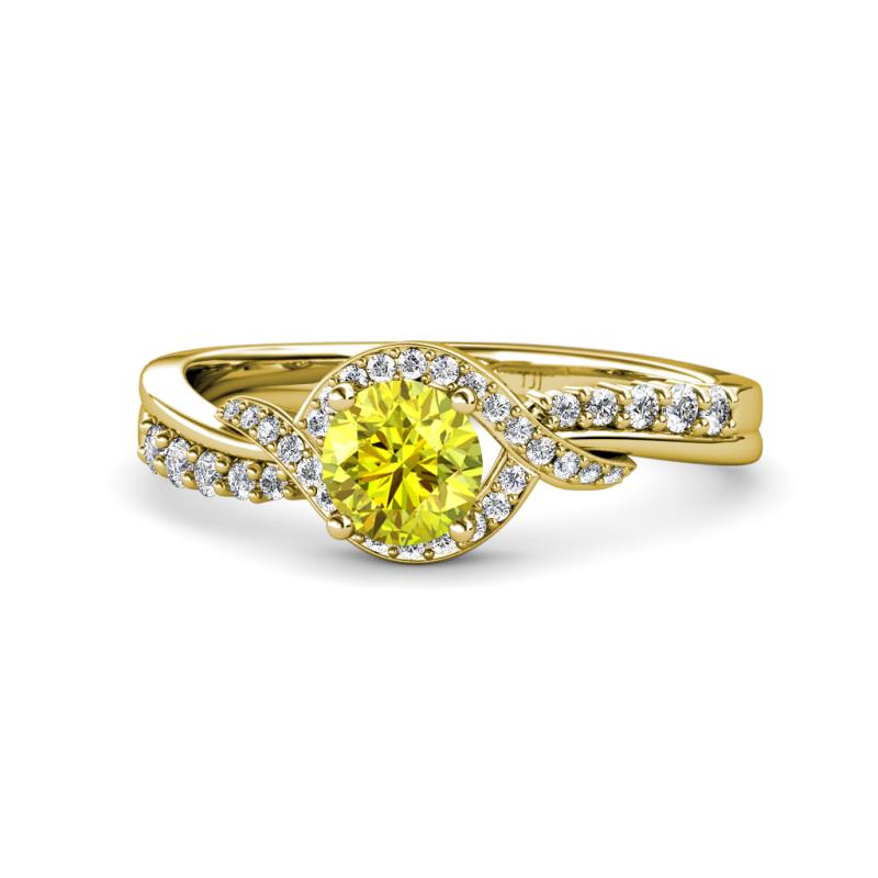 Nebia Signature Yellow and White Diamond Bypass Womens Engagement Ring 