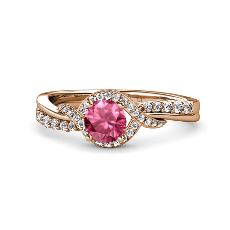 Nebia Signature Pink Tourmaline and Diamond Bypass Womens Engagement Ring 