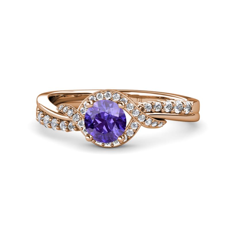 Nebia Signature Iolite and Diamond Bypass Womens Engagement Ring 