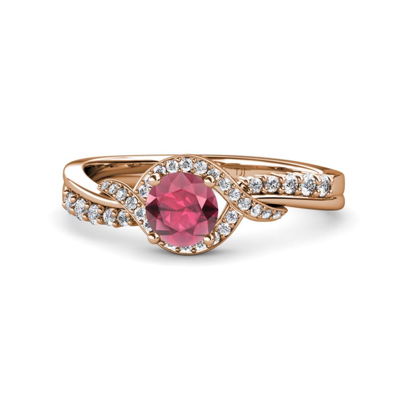 Nebia Signature Rhodolite Garnet and Diamond Bypass Womens Engagement Ring 