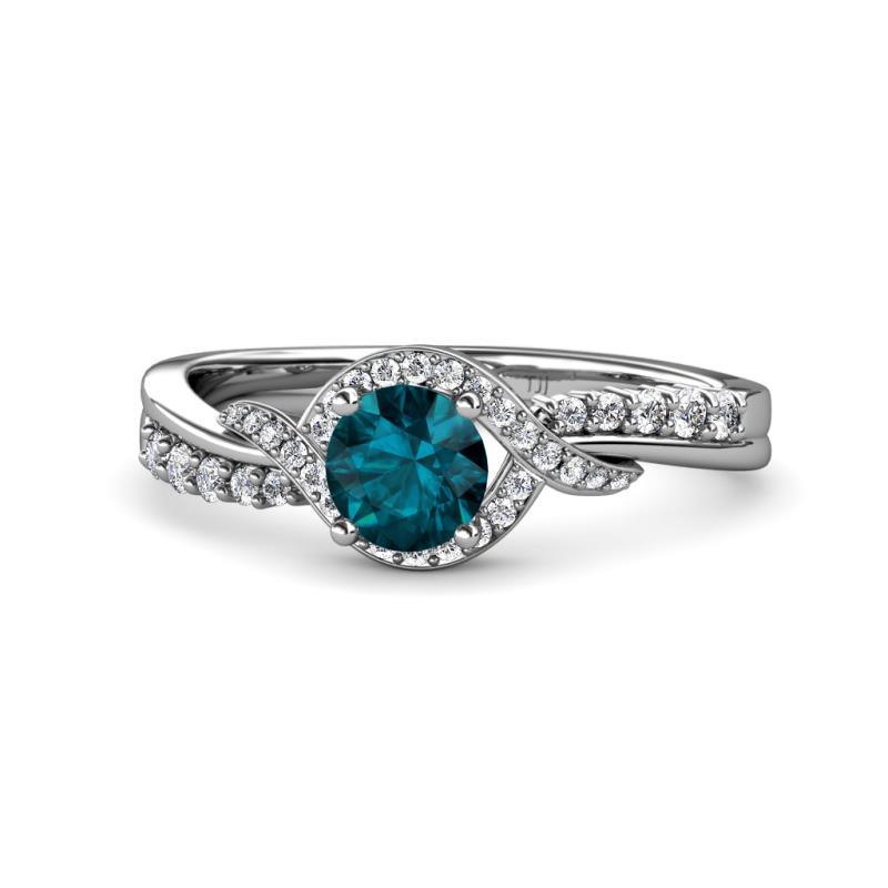 Nebia Signature London Blue Topaz and Diamond Bypass Womens Engagement Ring 