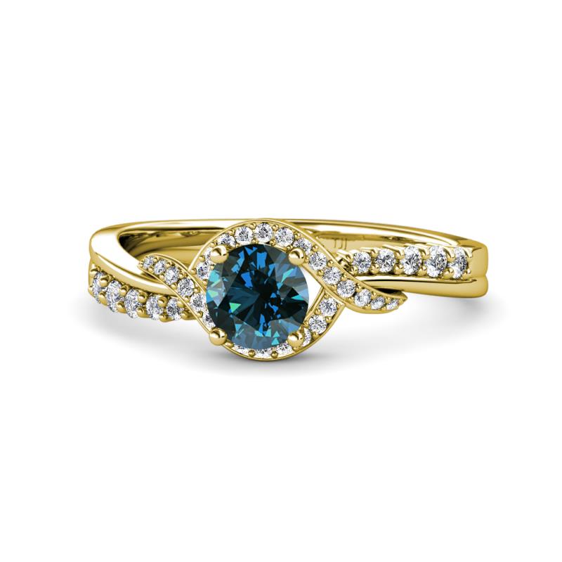 Nebia Signature Blue and White Diamond Bypass Womens Engagement Ring 