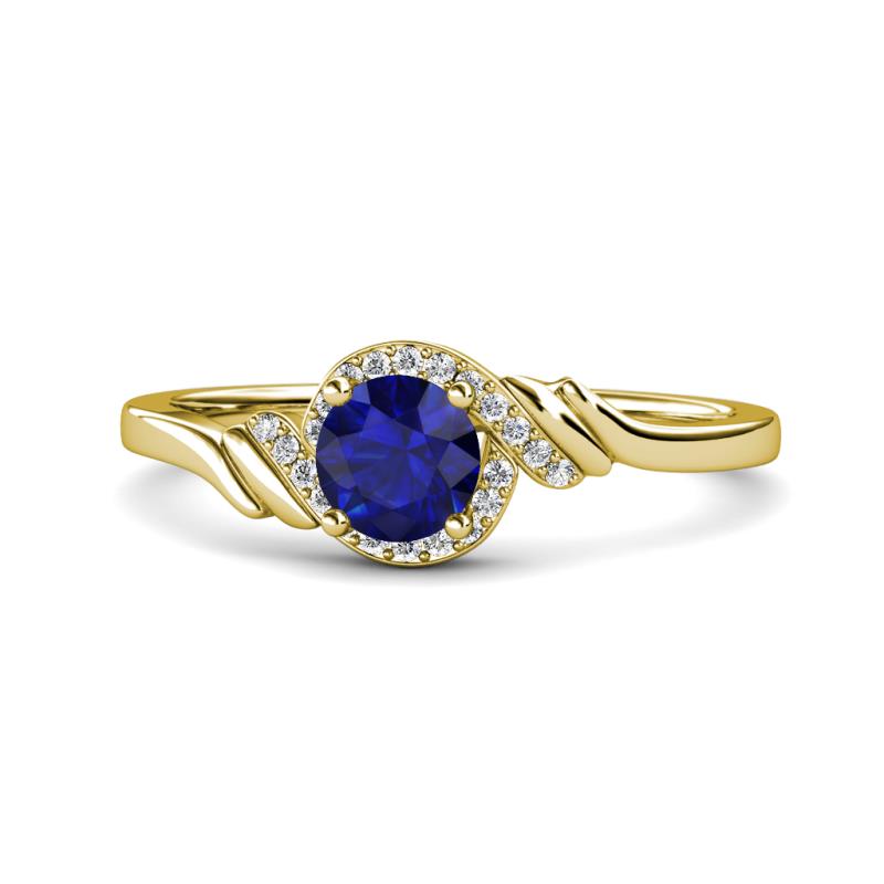 Oriana Signature Blue Sapphire and Diamond Engagement Ring 