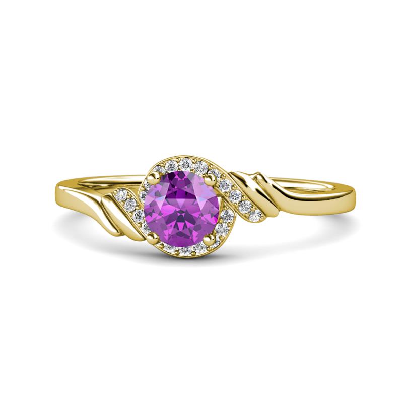Oriana Signature Amethyst and Diamond Engagement Ring 