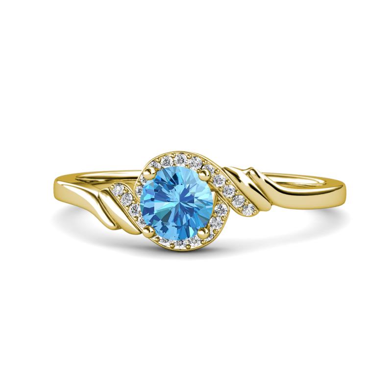 Oriana Signature Blue Topaz and Diamond Engagement Ring 