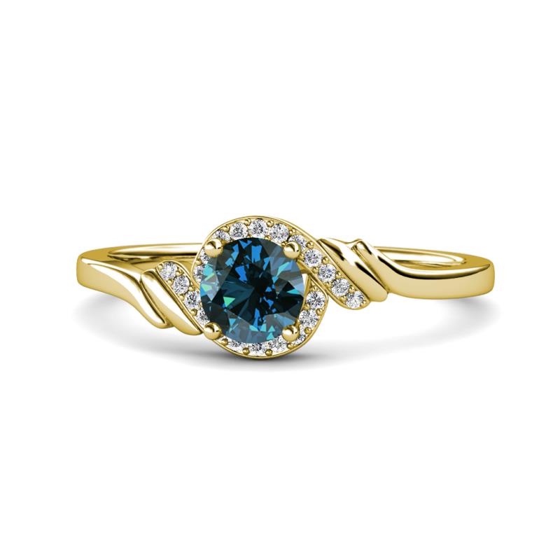 Oriana Signature Blue and White Diamond Engagement Ring 