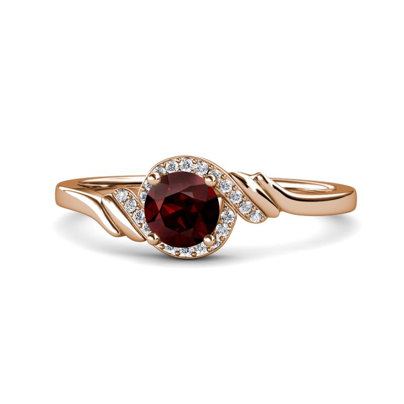 Oriana Signature Red Garnet and Diamond Engagement Ring 