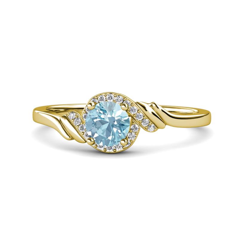 Oriana Signature Aquamarine and Diamond Engagement Ring 