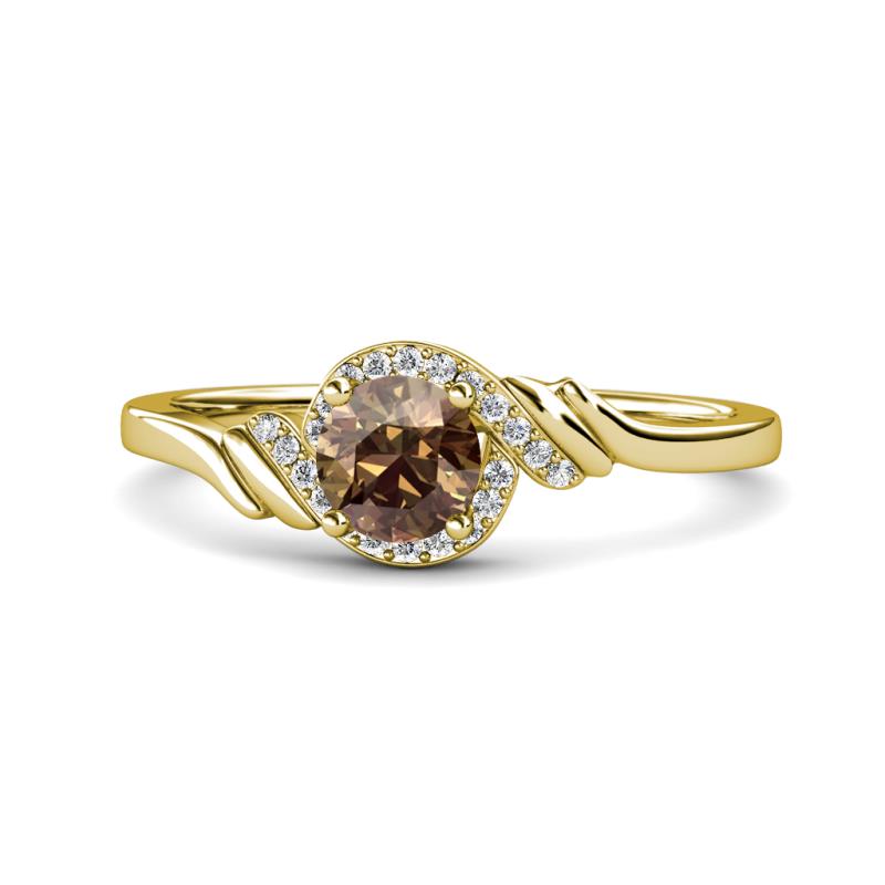 Oriana Signature Smoky Quartz and Diamond Engagement Ring 