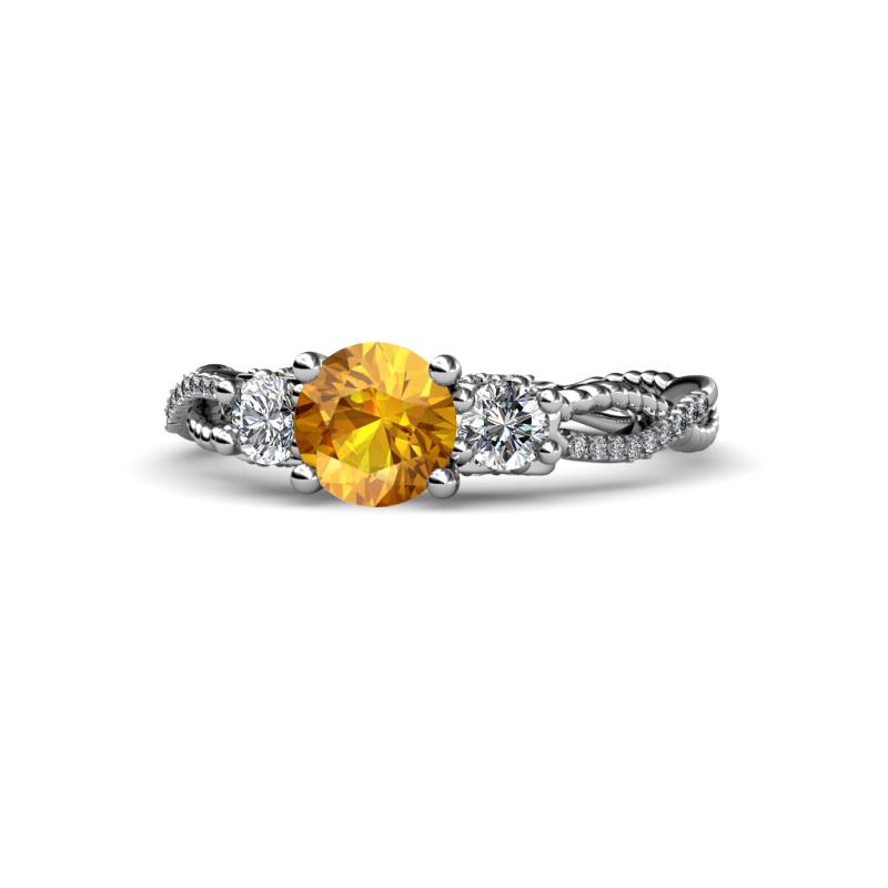 Alika Signature Citrine and Diamond Three Stone Engagement Ring 