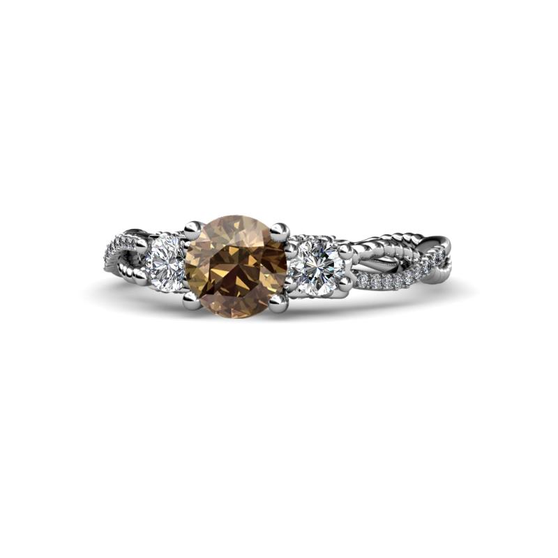 Alika Signature Smoky Quartz and Diamond Three Stone Engagement Ring 