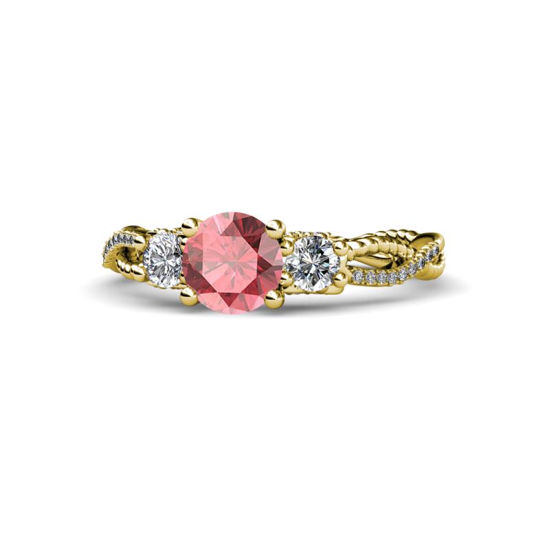 Alika Signature Pink Tourmaline and Diamond Three Stone Engagement Ring 