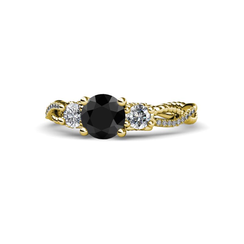 Alika Signature Black and White Diamond Three Stone Engagement Ring 