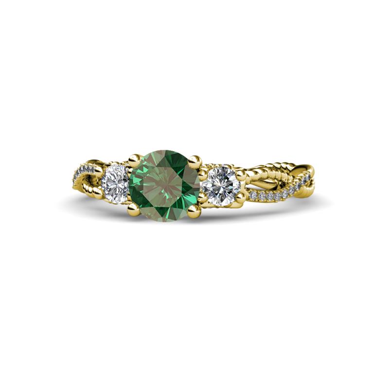 Alika Signature Diamond and Lab Created Alexandrite Three Stone Engagement Ring 