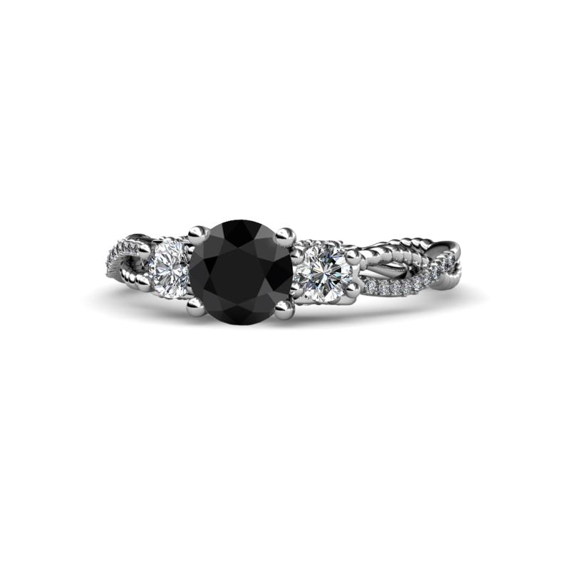 Alika Signature Black and White Diamond Three Stone Engagement Ring 