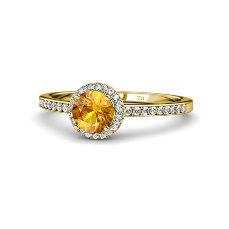 Syna Signature Citrine and Diamond Halo Engagement Ring 