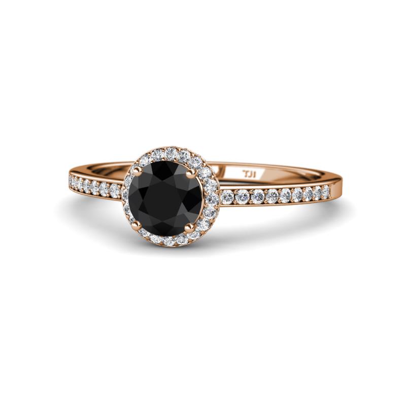 Syna Signature Black and White Diamond Halo Engagement Ring 