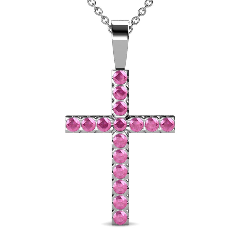 Aja Pink Sapphire Cross Pendant 