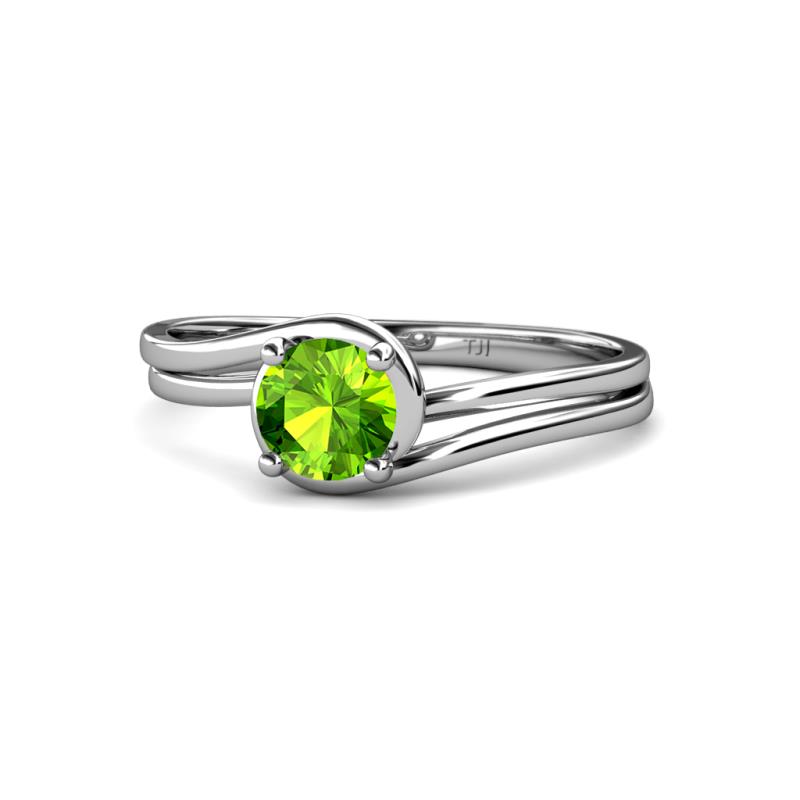 Elena Signature 5.50 mm Round Peridot Bypass Solitaire Engagement Ring 